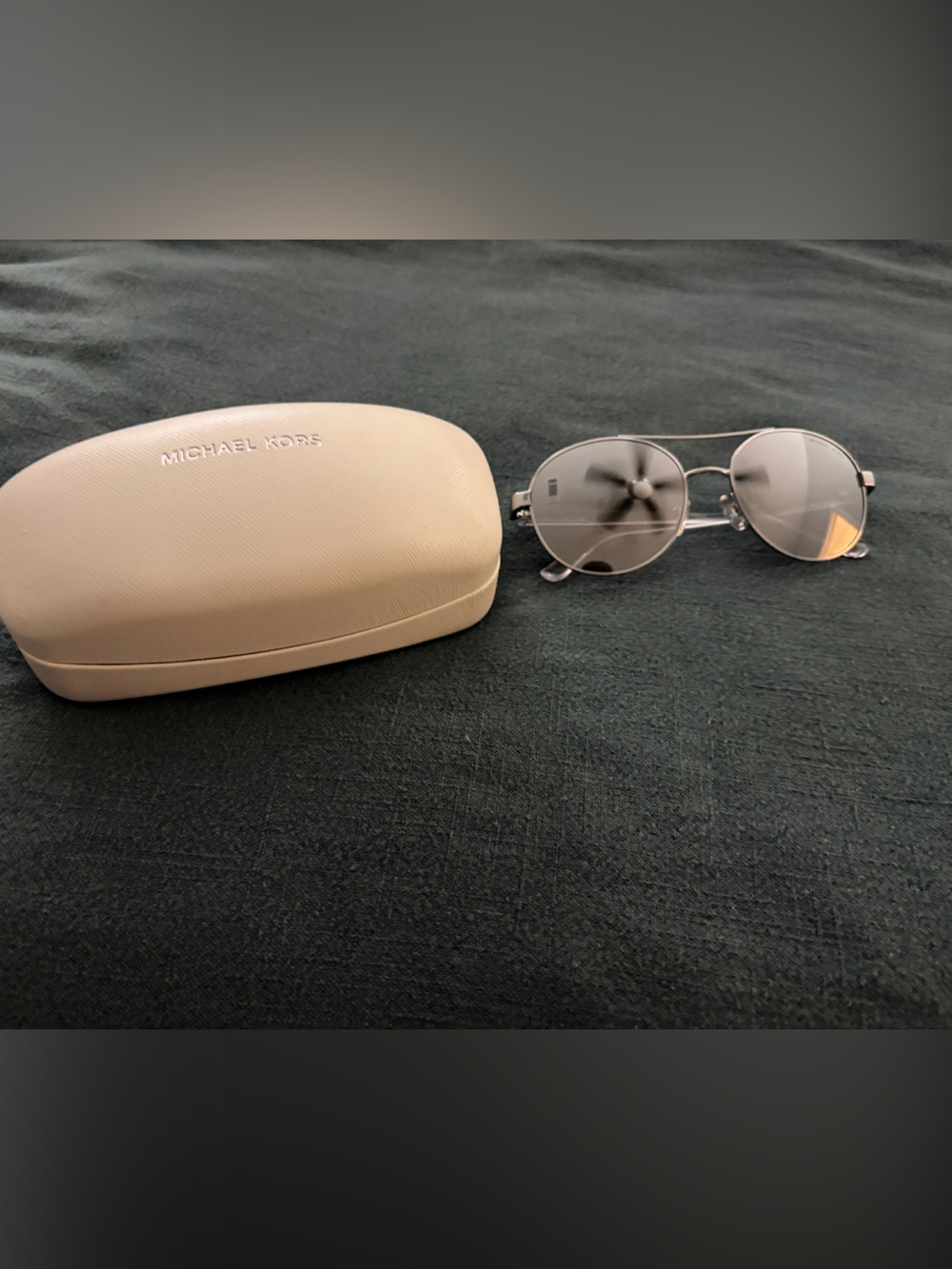 Michael Kors Silver Round Metal Sunglasses with Cream Case